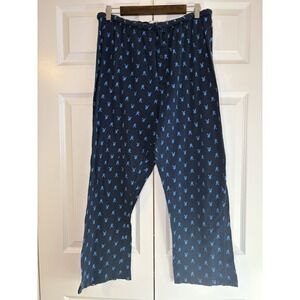 Playboy 100% Cotton Sleepwear Loungewear Pants Navy W/Lt Blue Bunny Men's Large